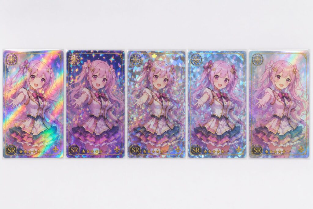 trading card hologramPP compare
